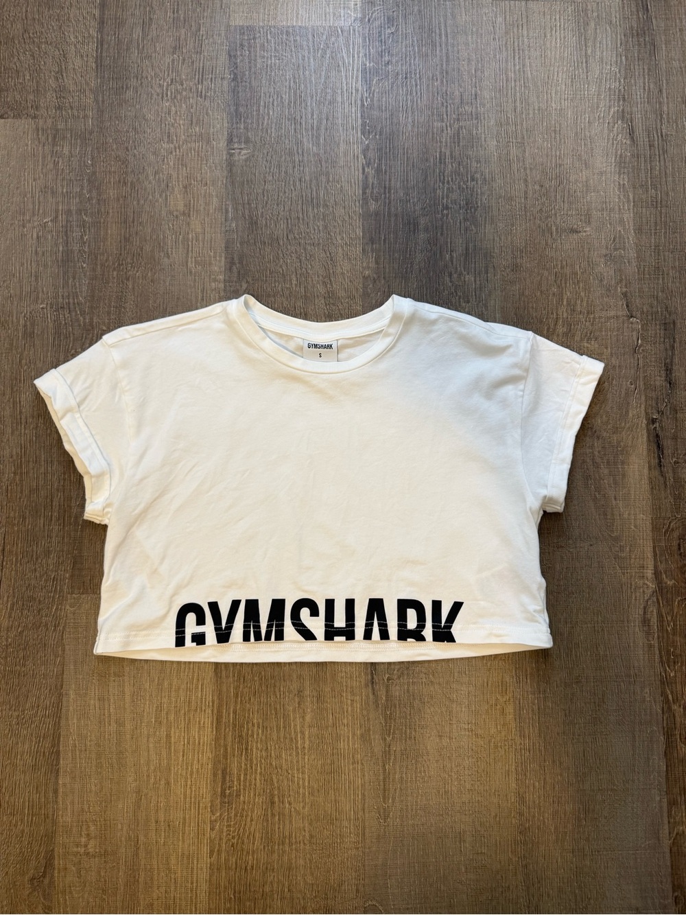 White Gymshark Cropped T-Shirt- Size Small